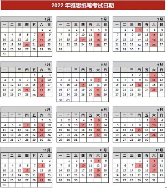 2022年雅思考試時間及近期新增考點信息匯總
